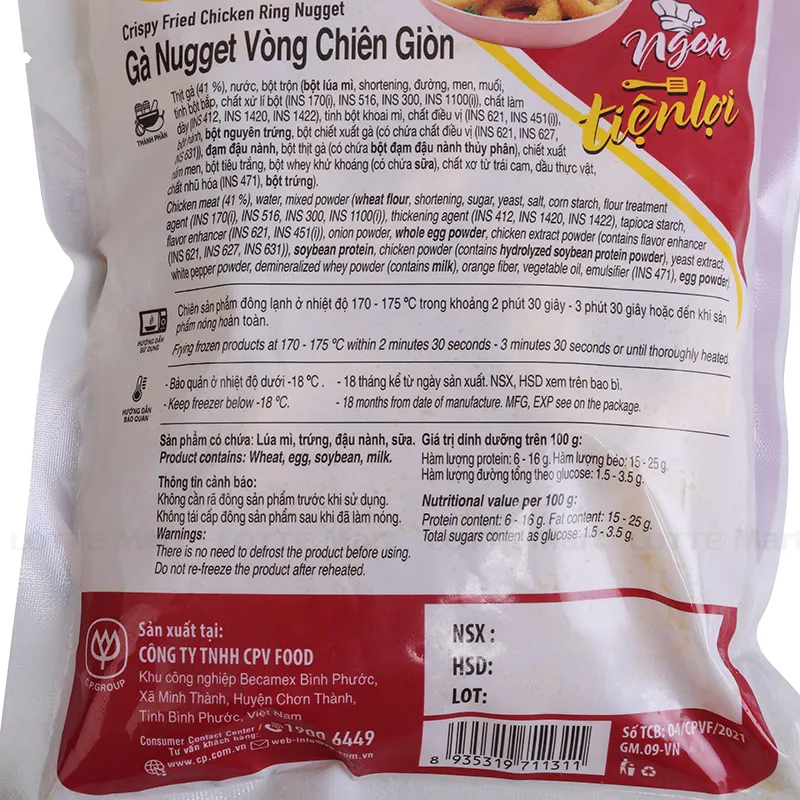Thành Phần Dinh Dưỡng và Calo Trong Gà Nugget Miếng Chiên Giòn CP