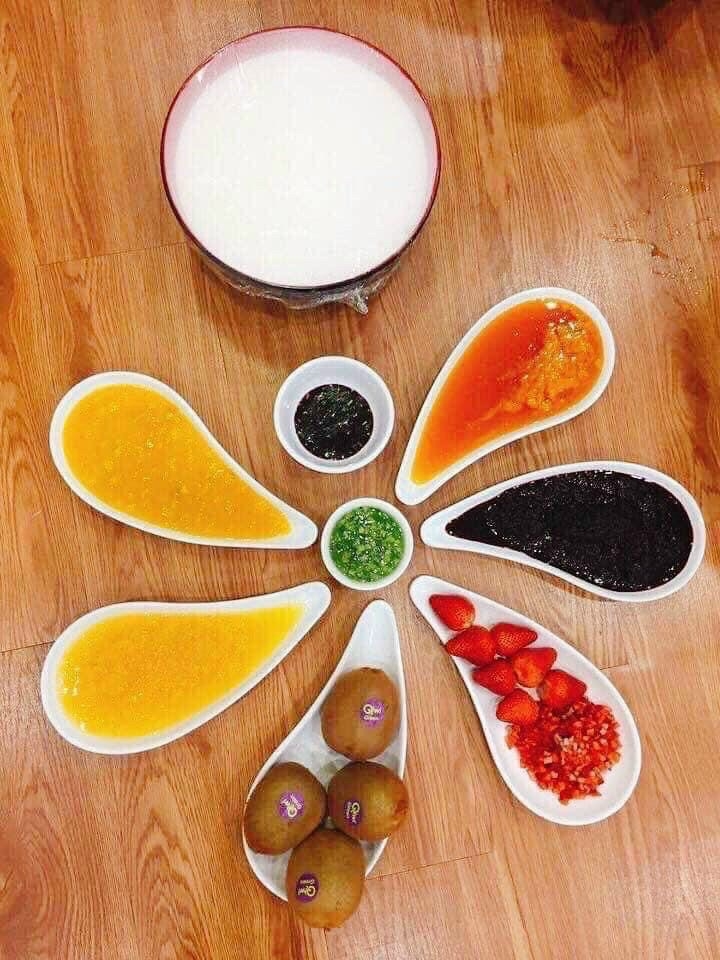 Nguyên Liệu Chuẩn Bị Cho Set Sữa Chua Dẻo Sốt Trái Cây Tươi 10 Vị